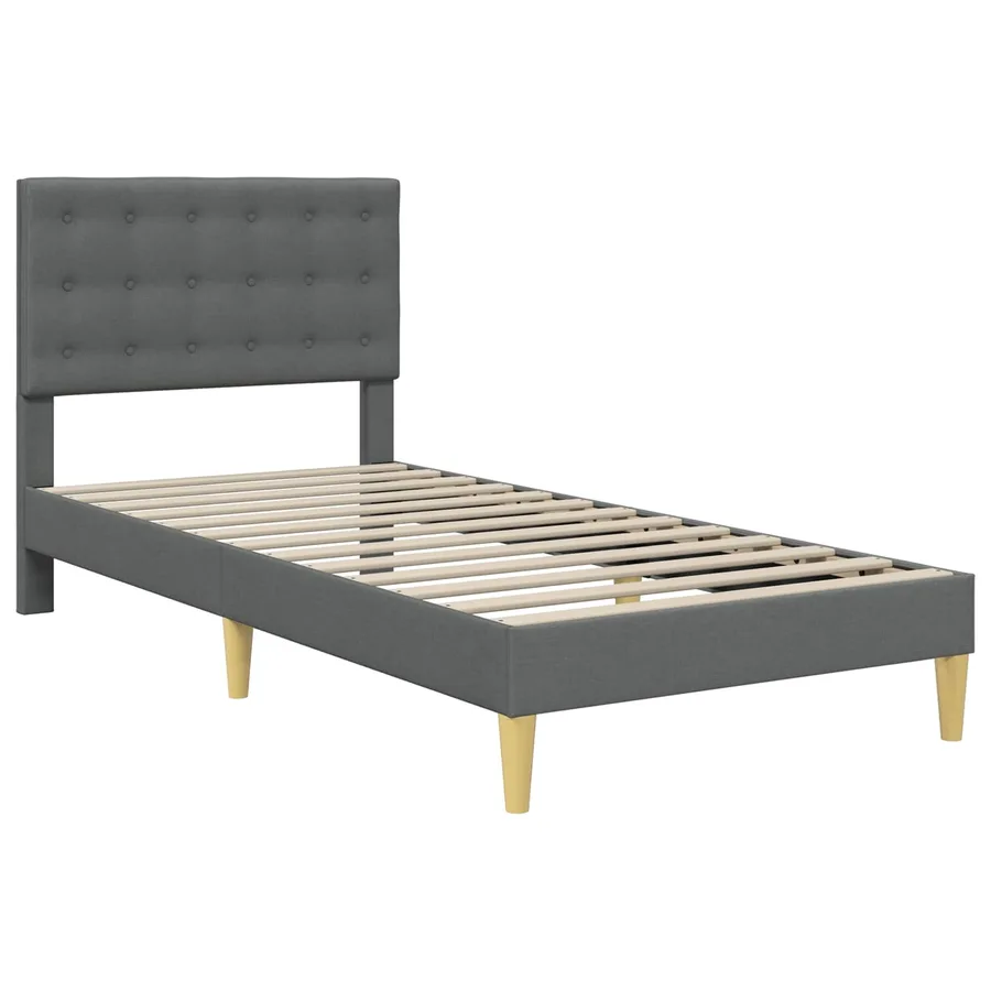 Cadre de lit avec matelas Gris foncé 90 x 190 cm tissu - 4