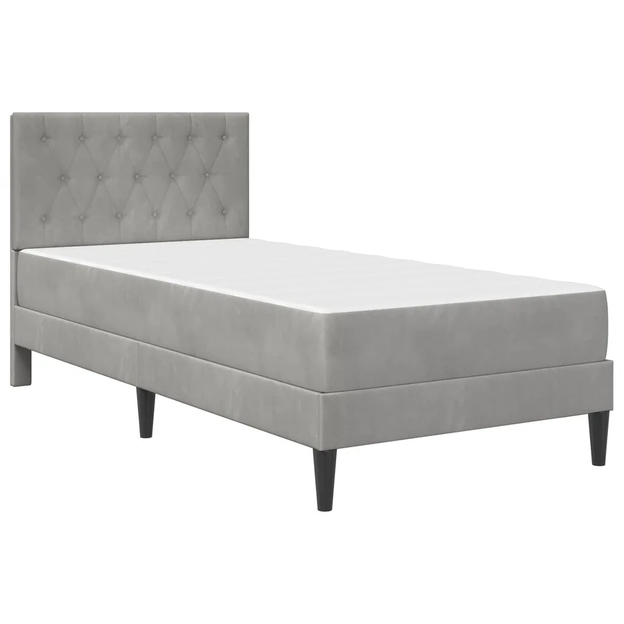 Cadre de lit avec matelas Gris clair 90 x 190 cm Velours - 3