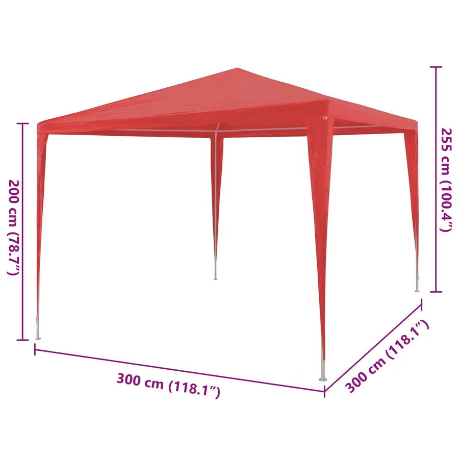 Tente de fête Rouge 300 x 300 x 255 cm PE et acier - 7