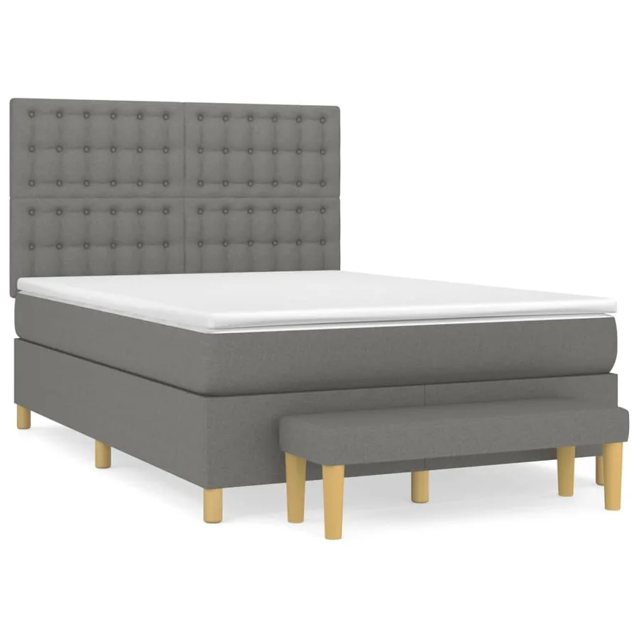 Sommier à lattes de lit avec matelas Gris foncé 140x200cm Tissu - 2