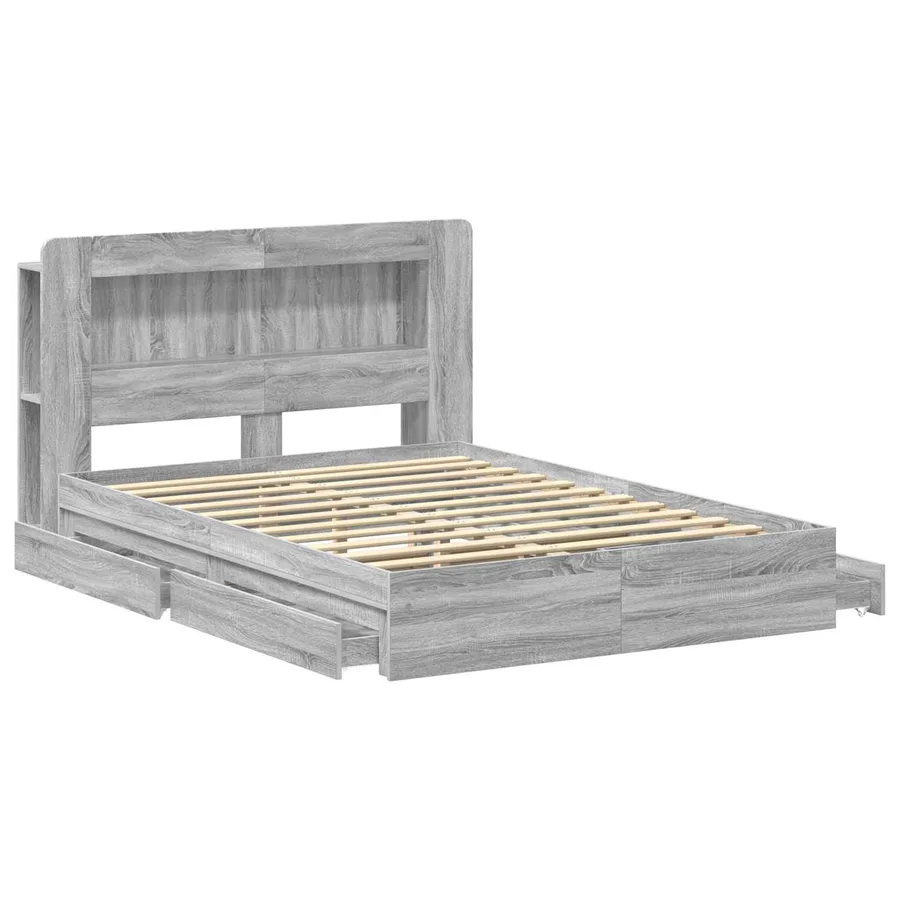 Cadre de lit avec rangement Sonoma gris 160 x 200 cm - 4