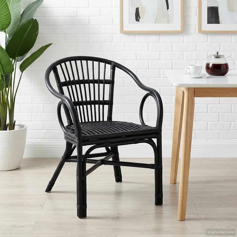 Chaise empilable Noir 58 x 60 x 81 cm Rotin