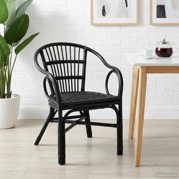 Chaise empilable Noir 58 x 60 x 81 cm Rotin