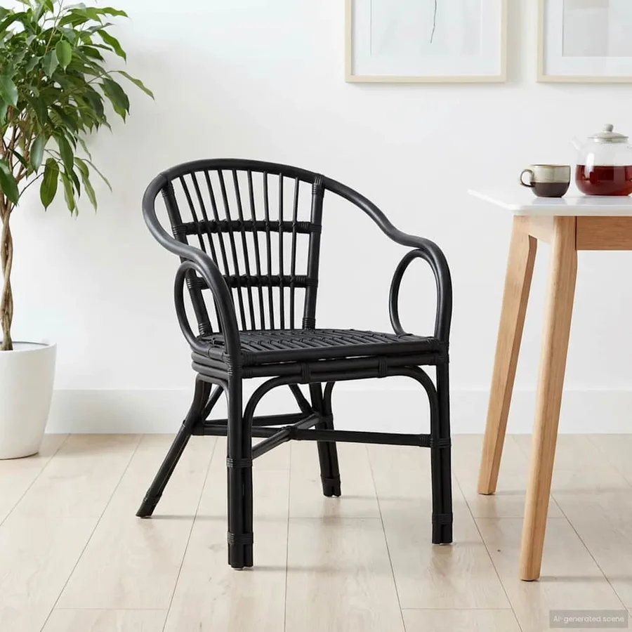 Chaise empilable Noir 58 x 60 x 81 cm Rotin - 3