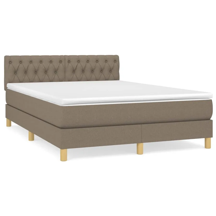 Sommier à lattes de lit avec matelas Taupe 140x200 cm Tissu - 2