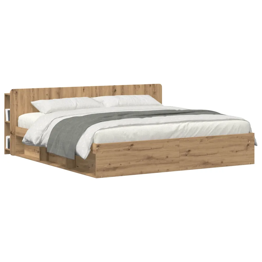 Cabinet de Tête de Lit Chêne artisanal 200 cm Bois d'ingénierie - 3