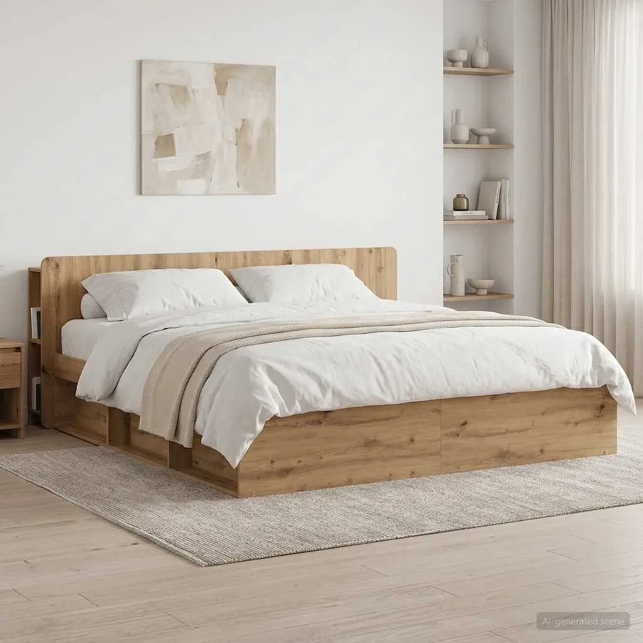 Cabinet de Tête de Lit Chêne artisanal 200 cm Bois d'ingénierie - 4
