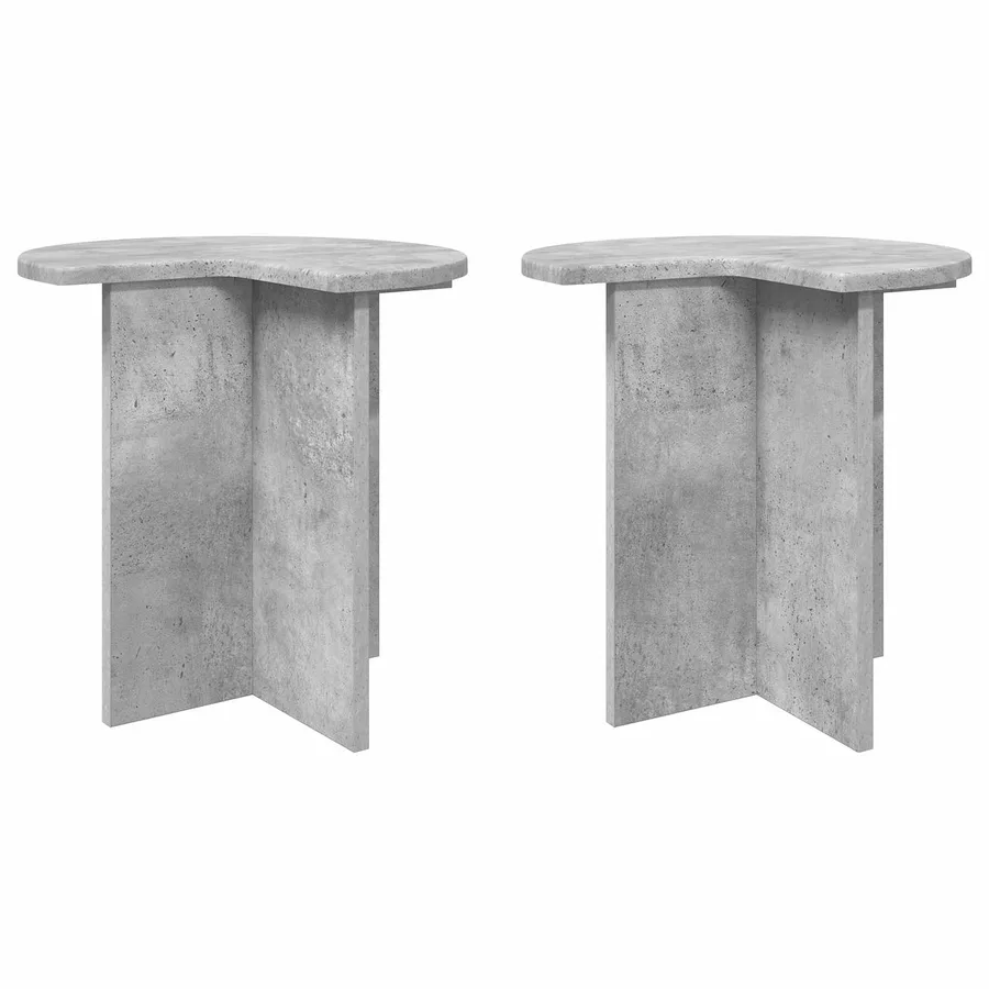 Table d'appoint 2 pcs Gris béton Ø 39 x 38 cm Bois d'ingénierie - 2