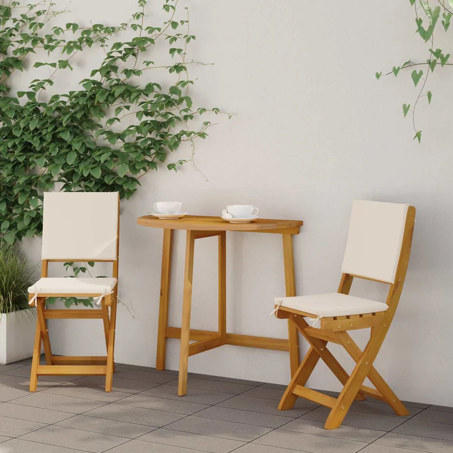 Chaises de bistrot d'extérieur 2 pcs Crème blanc