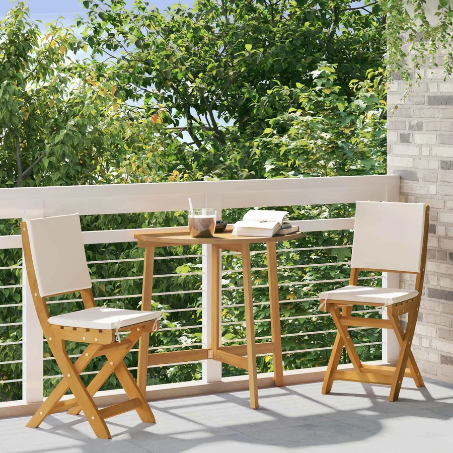 Chaises de bistrot d'extérieur 2 pcs Crème blanc - 3