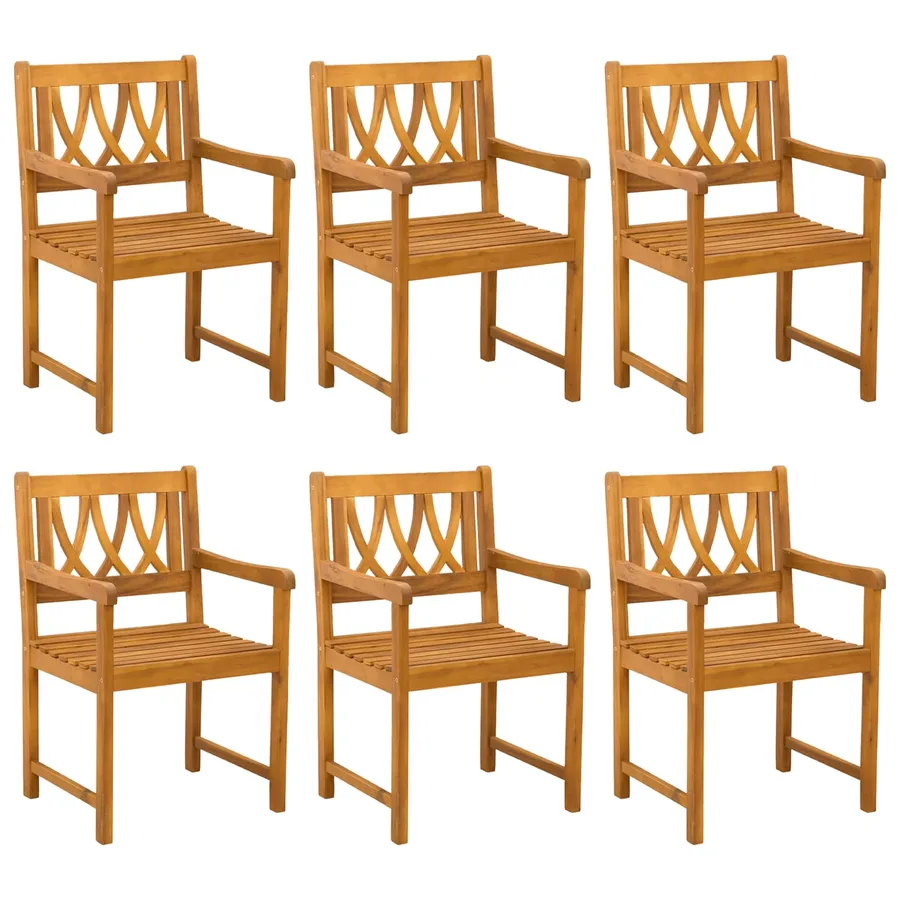 Chaises de jardin 6 pcs Naturel Bois d'Acacia Massif - 2