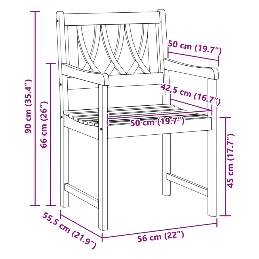 Chaises de jardin 6 pcs Naturel Bois d'Acacia Massif - 8