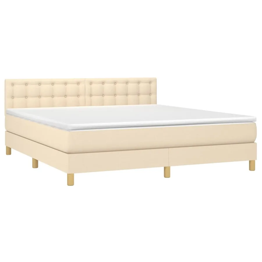 Sommier à lattes de lit avec matelas Crème 180x200 cm Tissu - 3