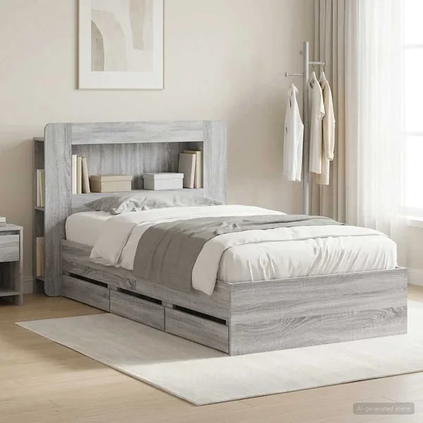 Cadre de lit avec rangement Sonoma gris 80 x 200 cm