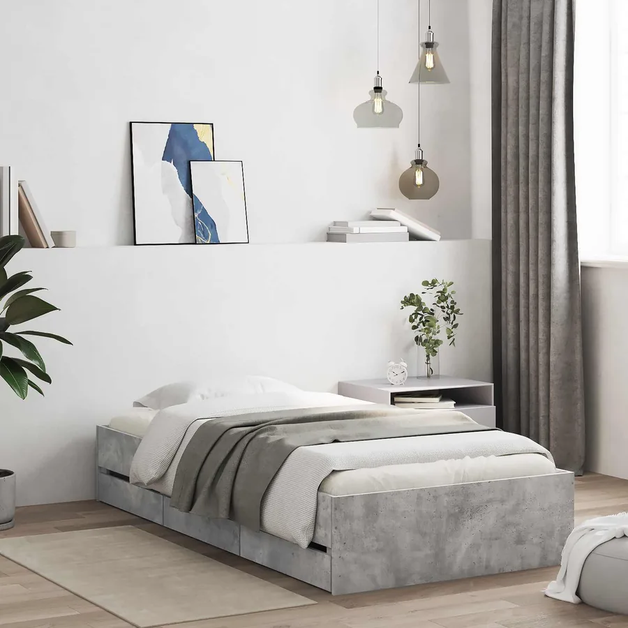 Cadre de lit avec rangement avec tiroir Sonoma gris 80 x 200 cm