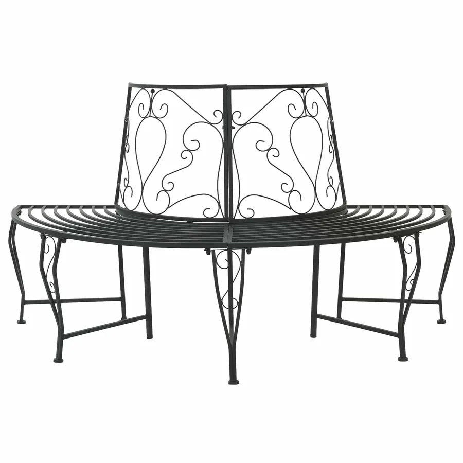 Banc d'Arbre 4-Nombre de places 160 x 80 x 89 cm Acier Noir