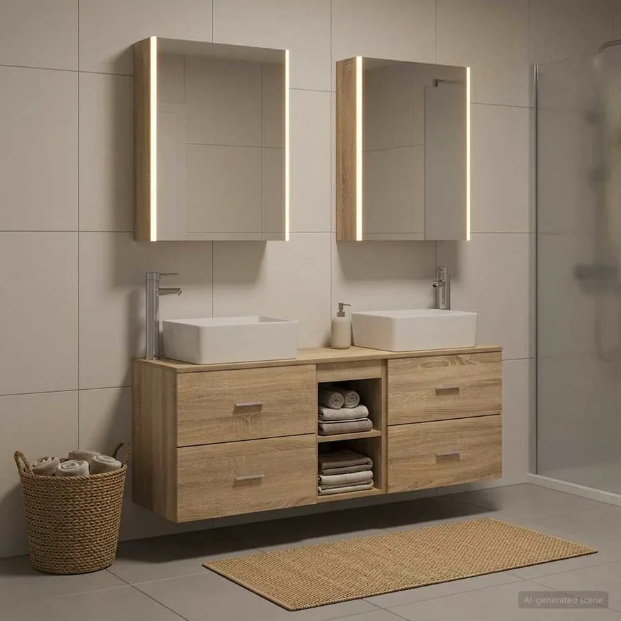 Ensemble de mobilier de salle de bain 5 pcs Chêne Sonoma