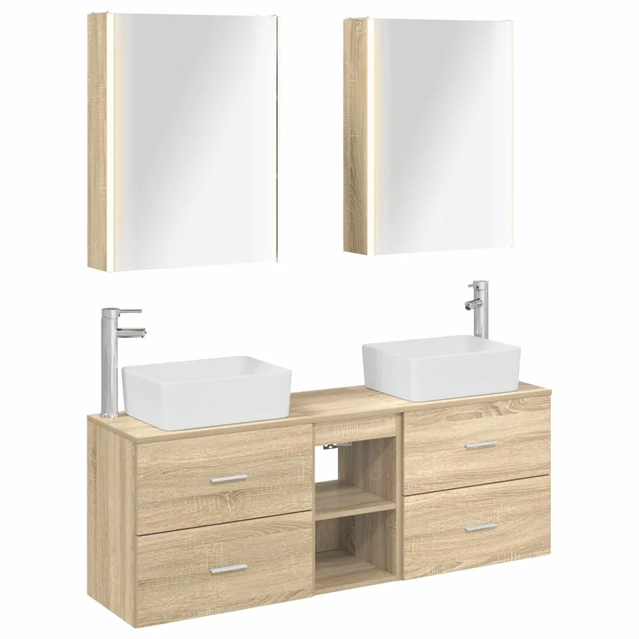Ensemble de mobilier de salle de bain 5 pcs Chêne Sonoma - 2