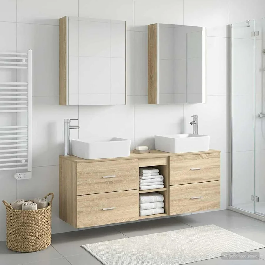 Ensemble de mobilier de salle de bain 5 pcs Chêne Sonoma - 4