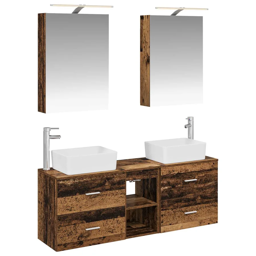 Ensemble de mobilier de salle de bain 5 pcs Bois ancien - 2
