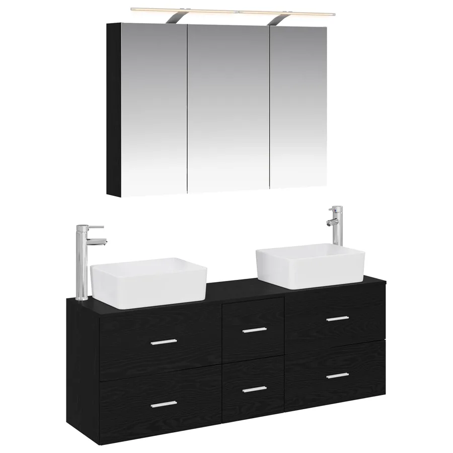 Ensemble de mobilier de salle de bain 4 pcs Chêne noir - 2