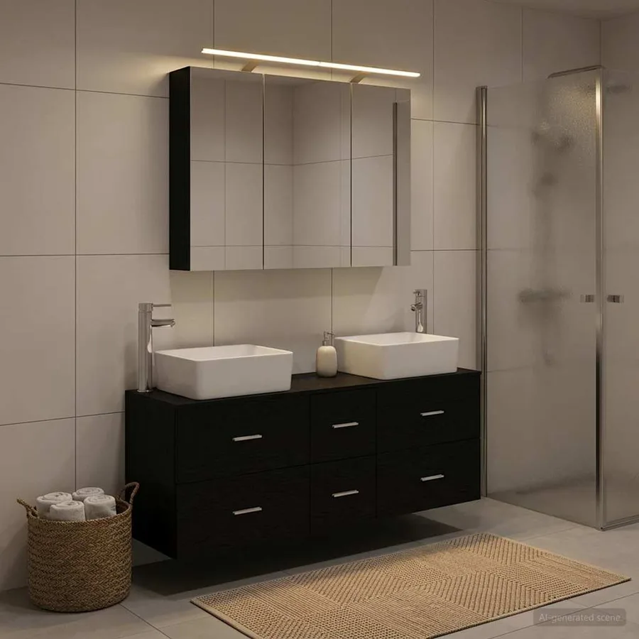 Ensemble de mobilier de salle de bain 4 pcs Chêne noir - 4
