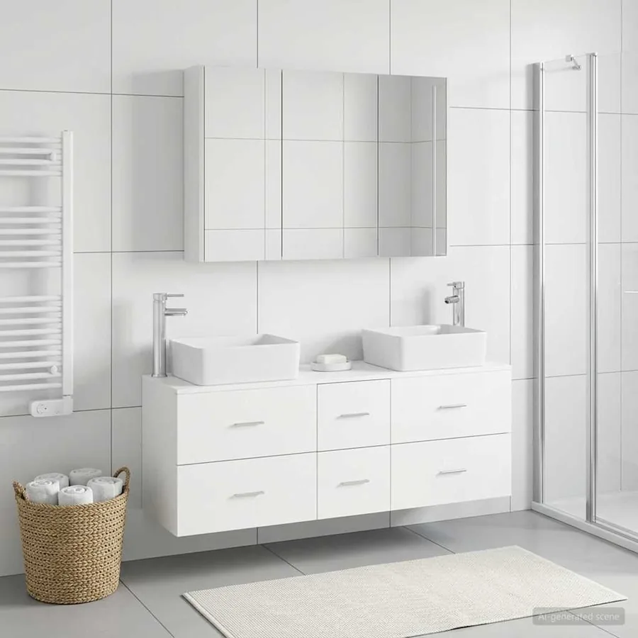 Ensemble de mobilier de salle de bain 4 pcs Blanc