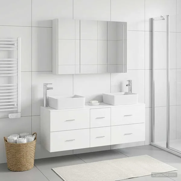 Ensemble de mobilier de salle de bain 4 pcs Blanc