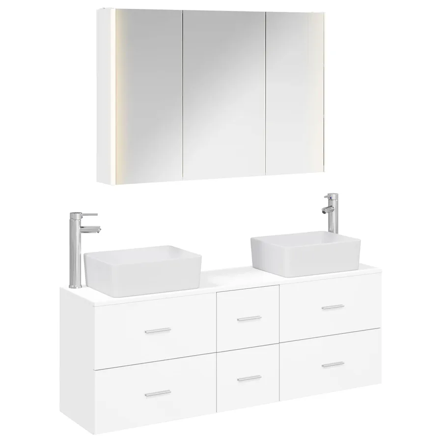 Ensemble de mobilier de salle de bain 4 pcs Blanc - 2