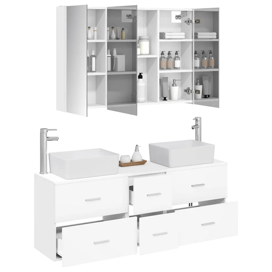 Ensemble de mobilier de salle de bain 4 pcs Blanc - 3