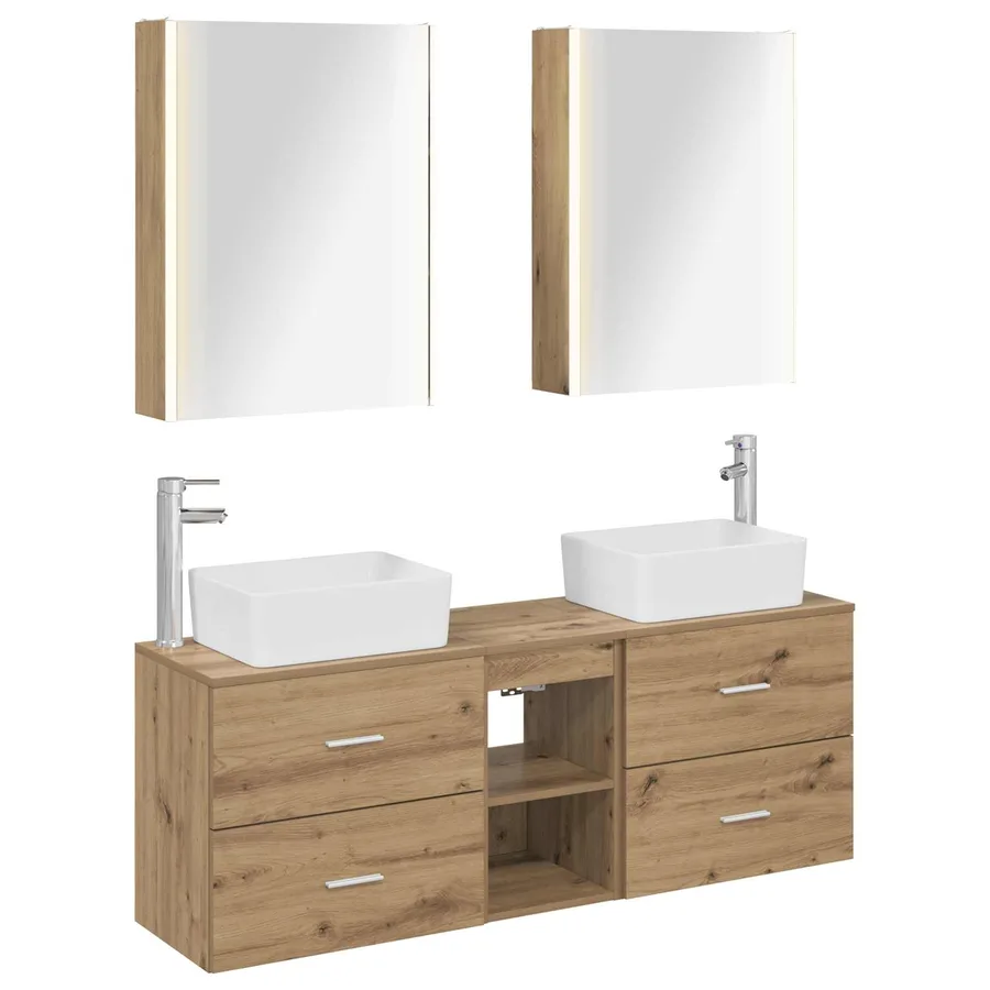 Ensemble de mobilier de salle de bain 5 pc Chêne artisanal - 2