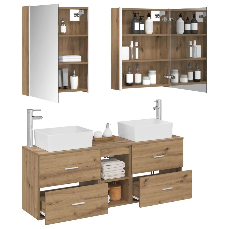 Ensemble de mobilier de salle de bain 5 pc Chêne artisanal - 3