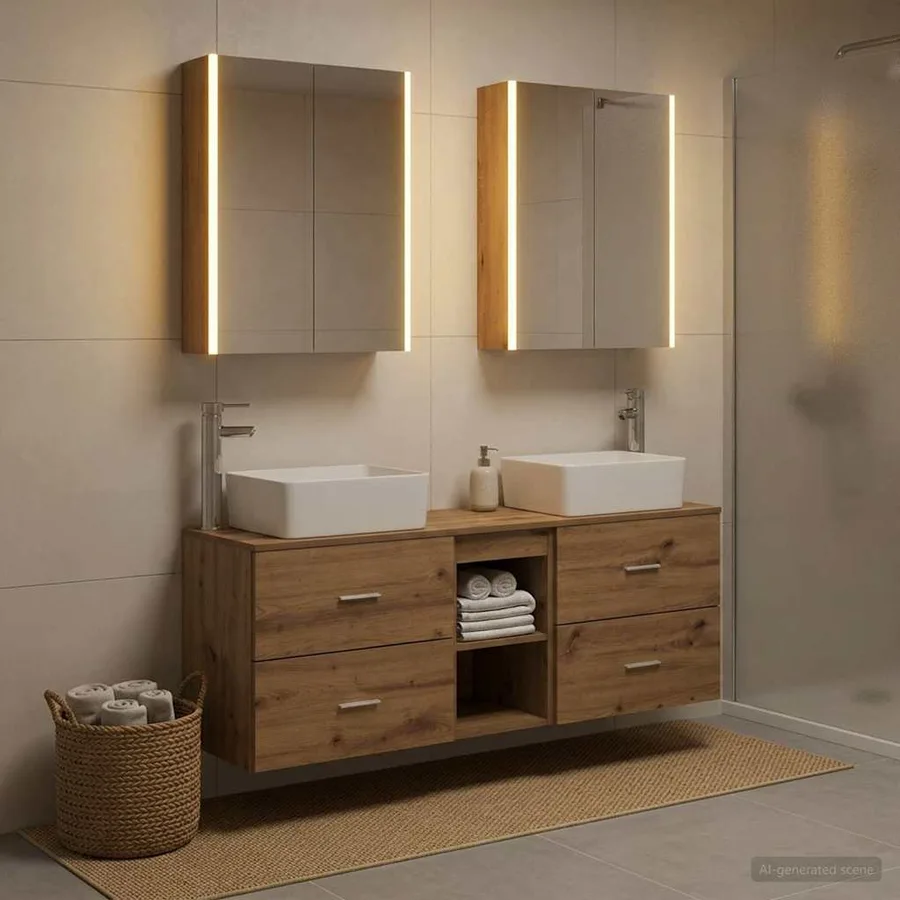 Ensemble de mobilier de salle de bain 5 pc Chêne artisanal - 4