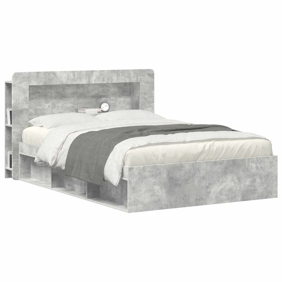 Cabinet de Tête de Lit Gris béton Bois d’ingénierie - 3