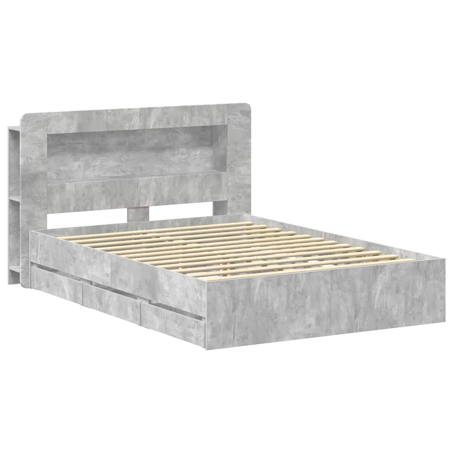 Cadre de lit avec rangement Gris béton 150 x 200 cm - 3