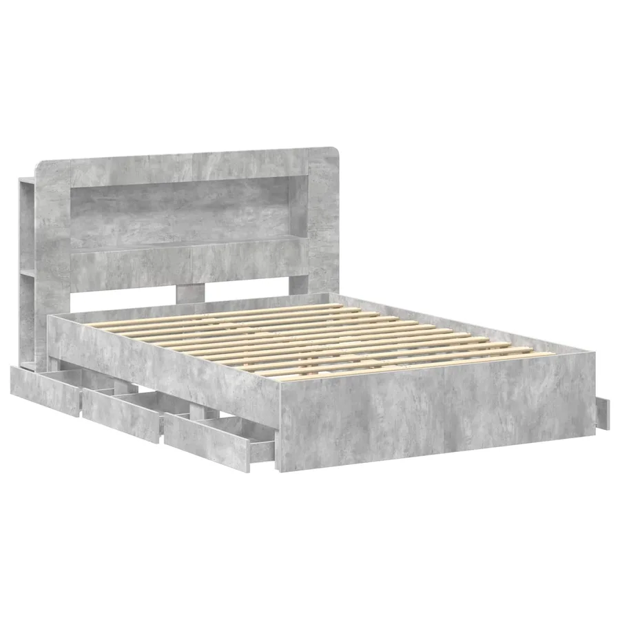 Cadre de lit avec rangement Gris béton 150 x 200 cm - 4