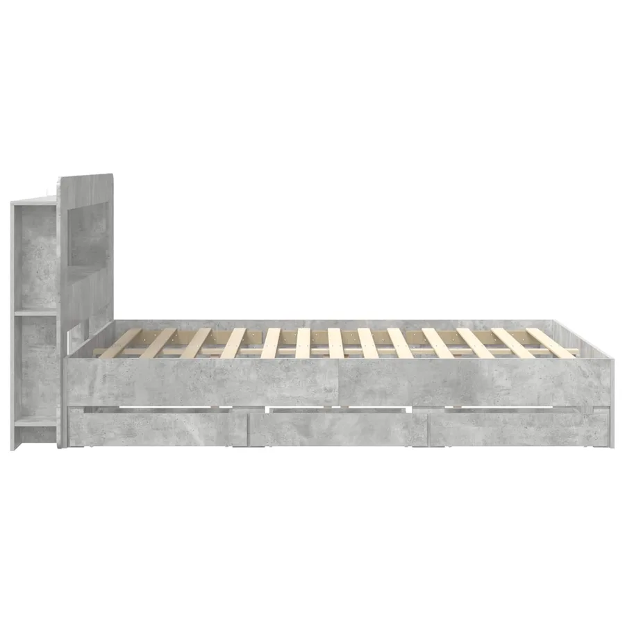 Cadre de lit avec rangement Gris béton 150 x 200 cm - 5