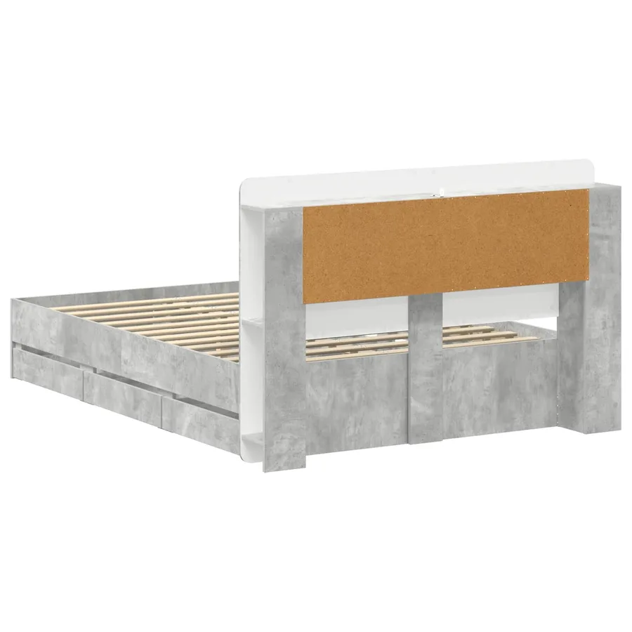 Cadre de lit avec rangement Gris béton 150 x 200 cm - 6