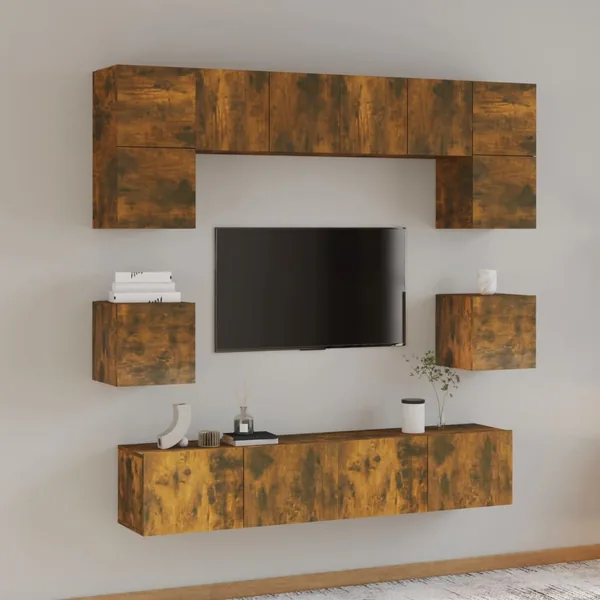 Ensemble de meubles TV 8 pcs Chêne fumé Bois d'ingénierie