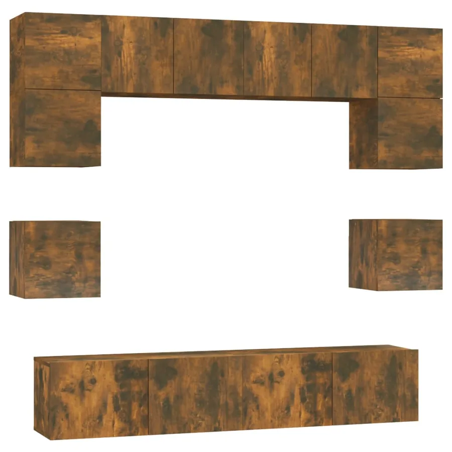 Ensemble de meubles TV 8 pcs Chêne fumé Bois d'ingénierie - 2