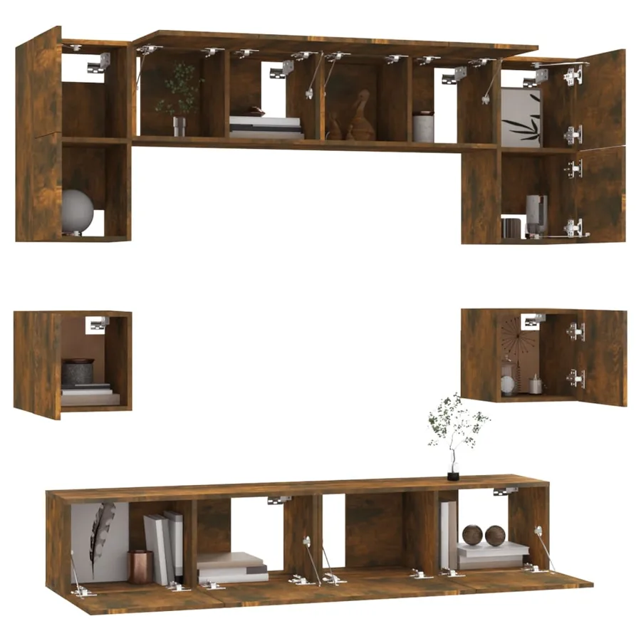 Ensemble de meubles TV 8 pcs Chêne fumé Bois d'ingénierie - 4