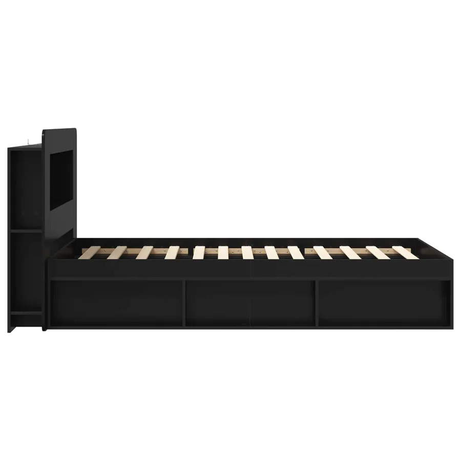 Cadre de lit avec rangement Noir 90 x 200 cm Bois d'ingénierie - 4