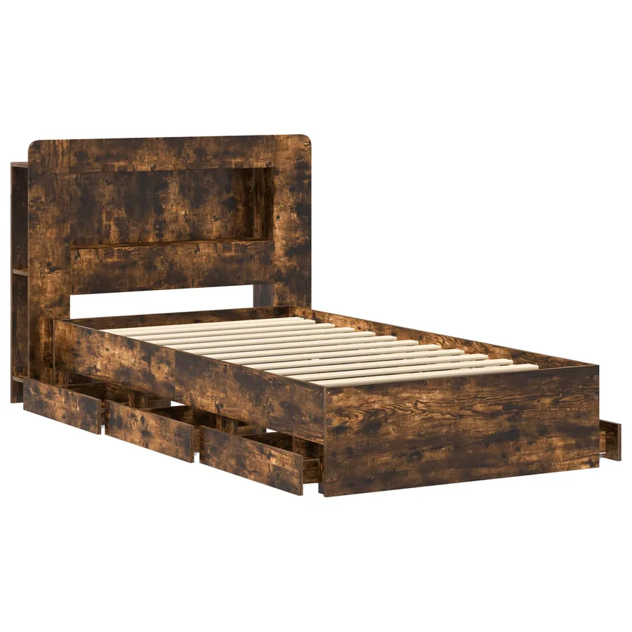 Cadre de lit avec rangement Chêne fumé 90 x 190 cm - 4