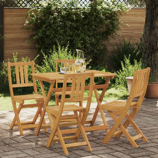 Ensemble bistro de jardin 5 pcs Naturel Bois d'Acacia Massif