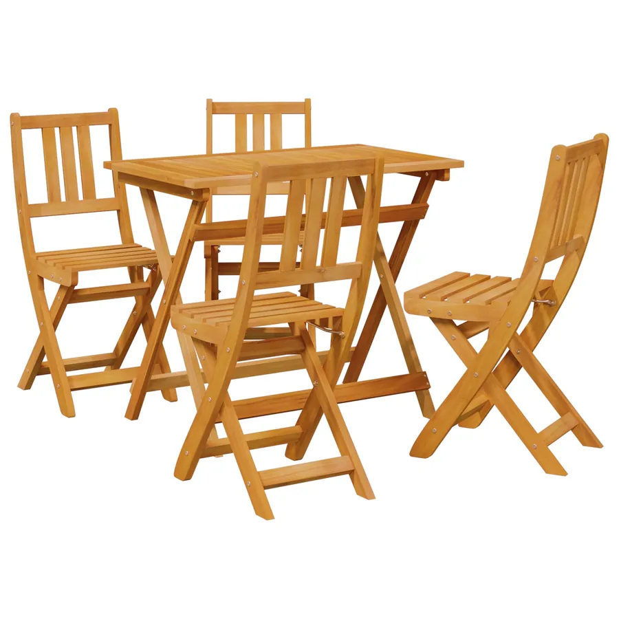 Ensemble bistro de jardin 5 pcs Naturel Bois d'Acacia Massif - 2