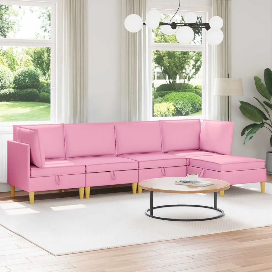 Canapé modulaire avec rangement 5 pcs Rose Tissu