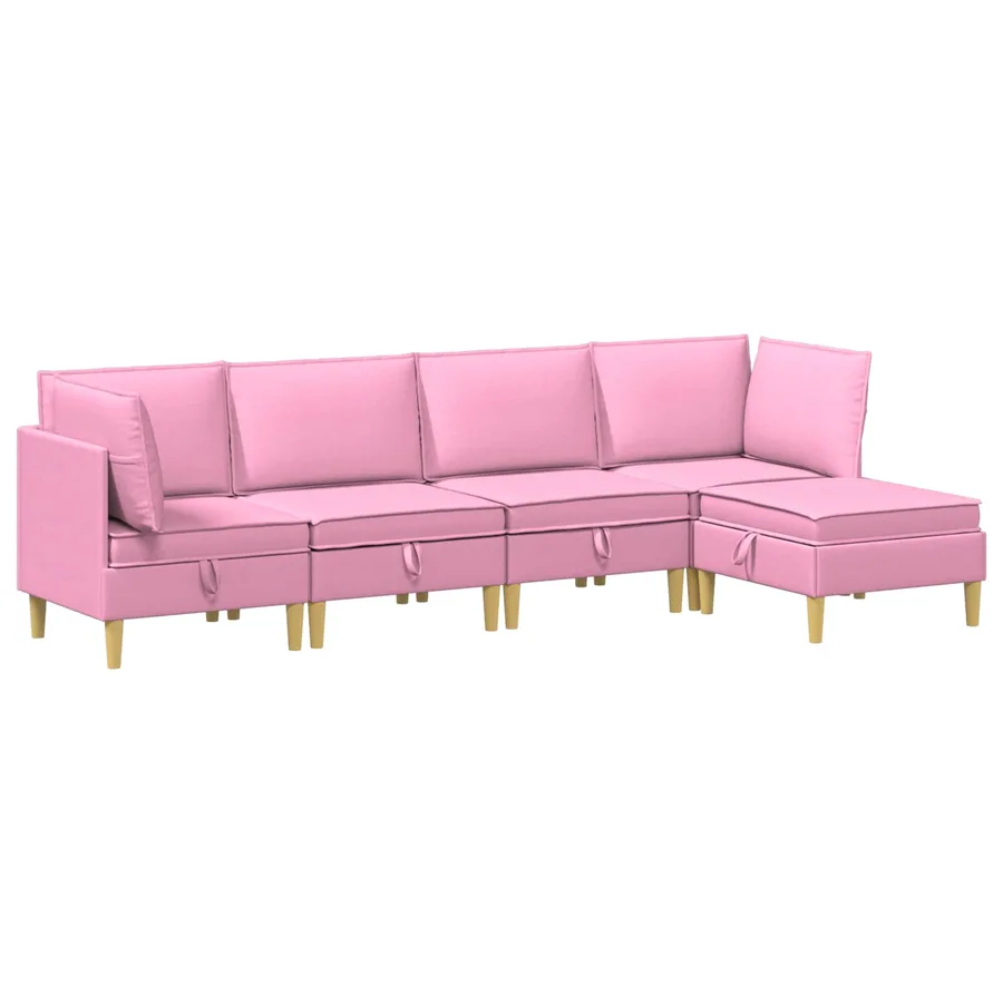 Canapé modulaire avec rangement 5 pcs Rose Tissu - 2