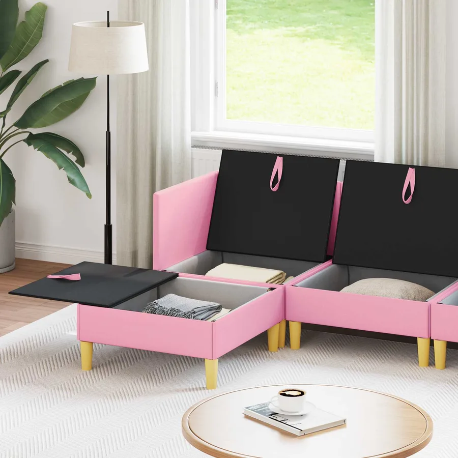 Canapé modulaire avec rangement 5 pcs Rose Tissu - 3