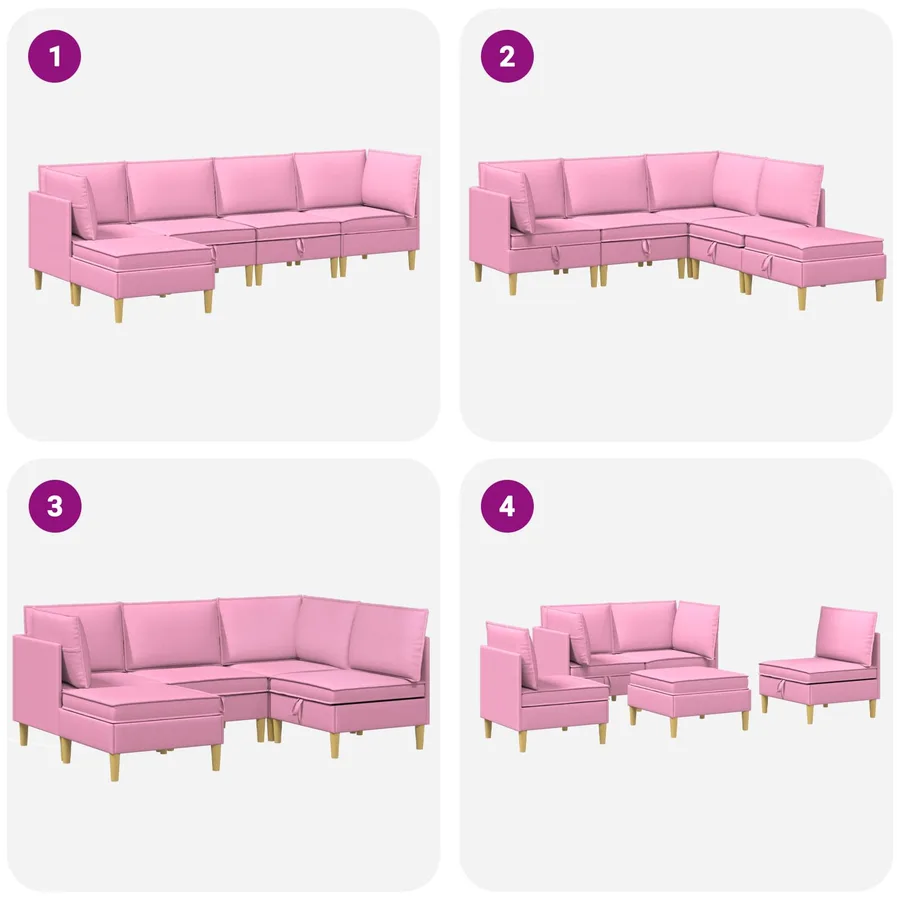 Canapé modulaire avec rangement 5 pcs Rose Tissu - 9