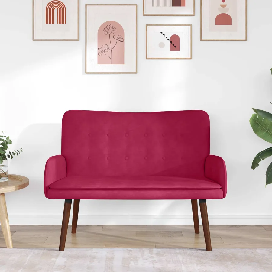 Sofa 2 places Bordeaux 115 x 61 x 87 cm Velours - 3